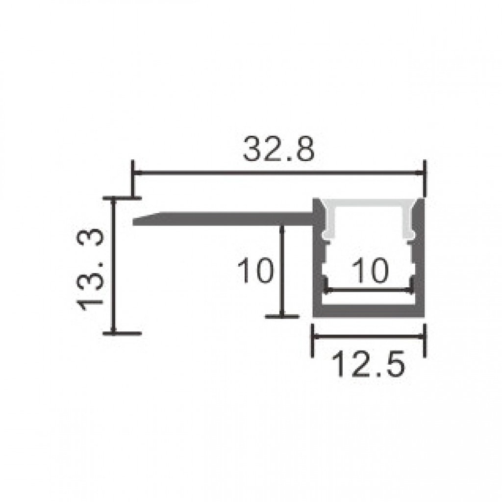 Perfil de Aluminio empotrar pladur Hure - 2 Metros. Mod. LM3853
