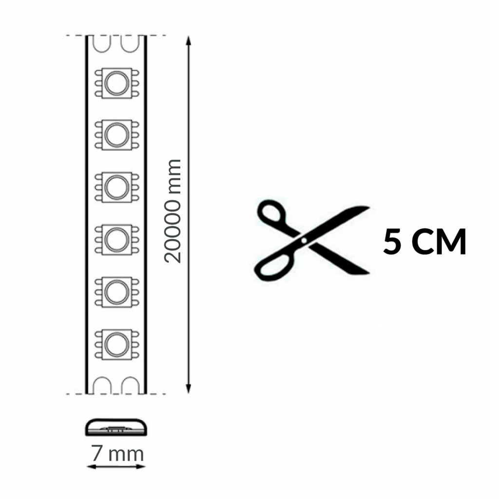 Tira Led 12V Smd Flexilight Ip44 60 Led/m - 20 Metros 6000K. Mod. LM2721