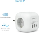 Adaptador enchufe 3 tomas 2USB+USB C Kubo Garza. Mod. 420063C