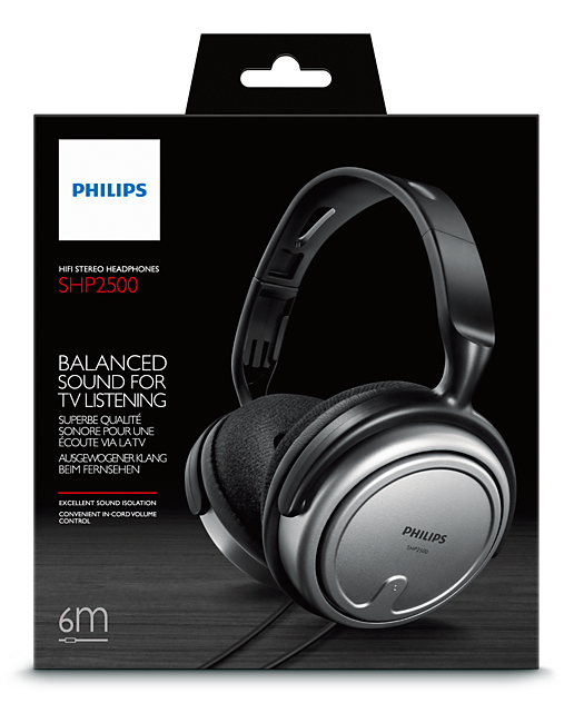 Auriculares interior con cable 6 m para TV Philips. Mod. SHP2500/00