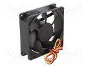 Ventilador axial 12VDC 80x80x25mm 3 hilos. Mod. EF80251B1-G99-A
