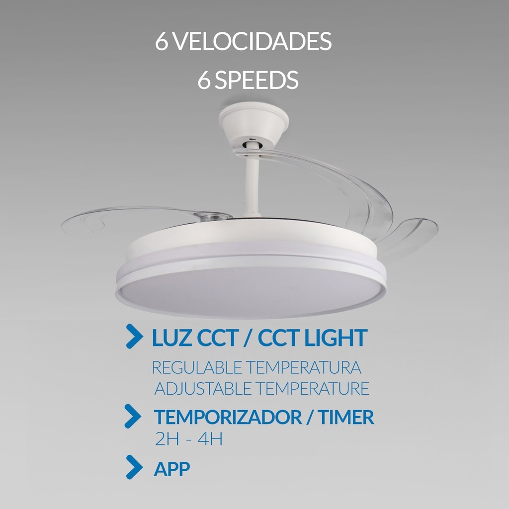 Ventilador de Techo Led White Heer Smart ø107 Cm. Mod. LM8837