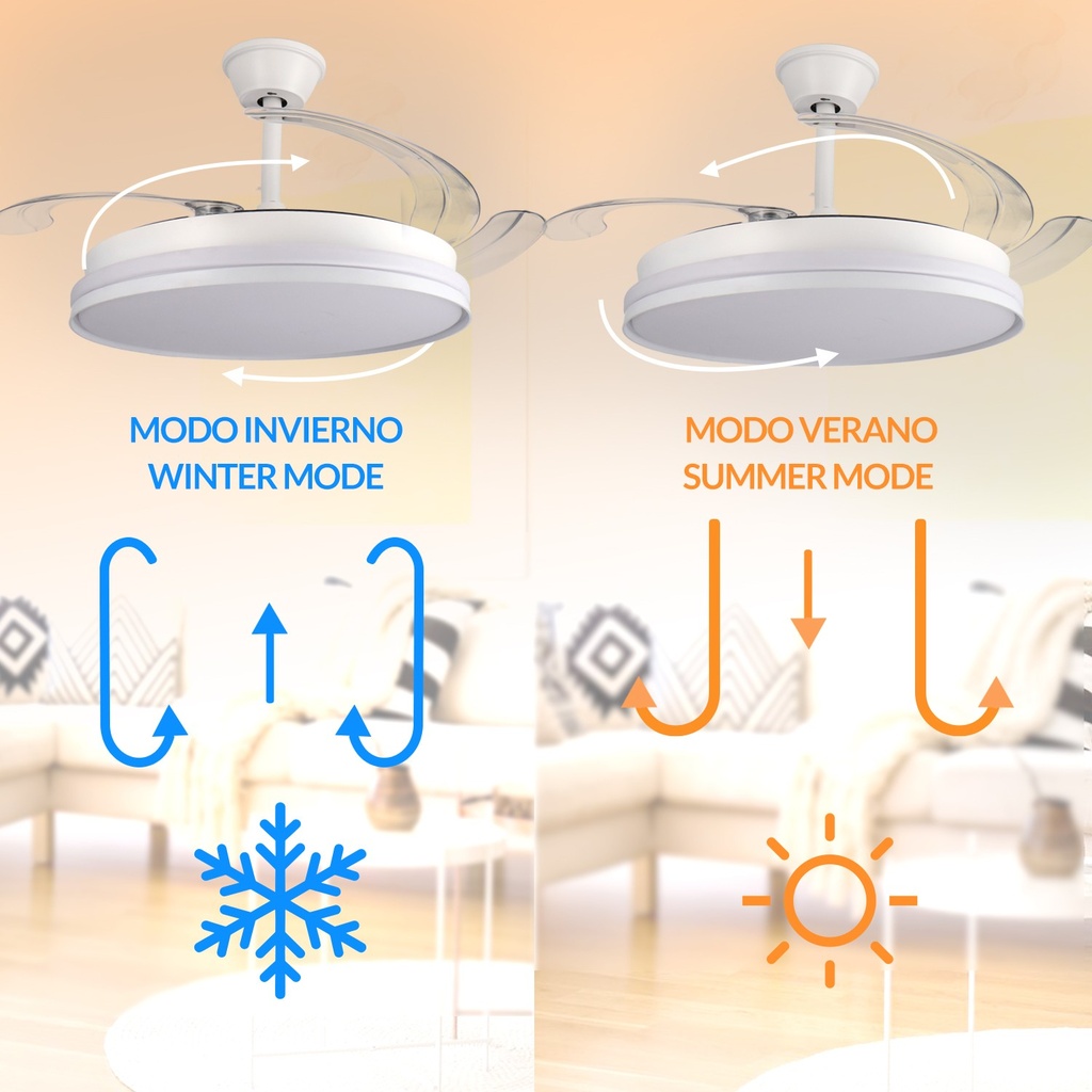 Ventilador de Techo Led White Heer Smart ø107 Cm. Mod. LM8837