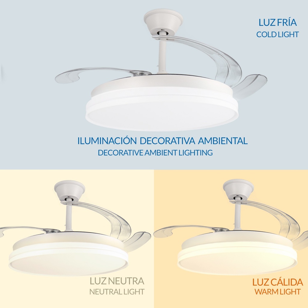 Ventilador de Techo Led White Heer Smart ø107 Cm. Mod. LM8837