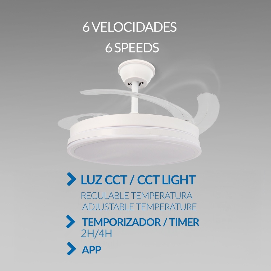 Ventilador de Techo Led White Olga Plus App ø107 Cm. Mod. LM8867