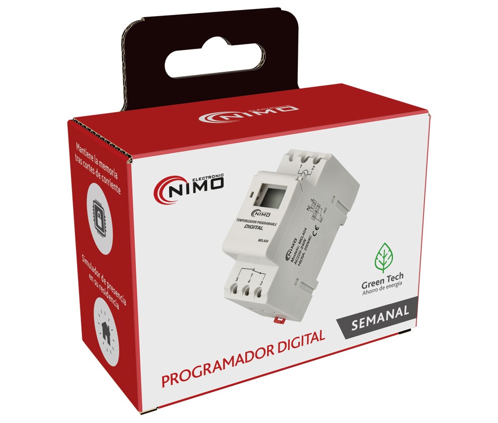 Temporizador Interruptor digital Programador Diario y semanal. Mod. MEL404