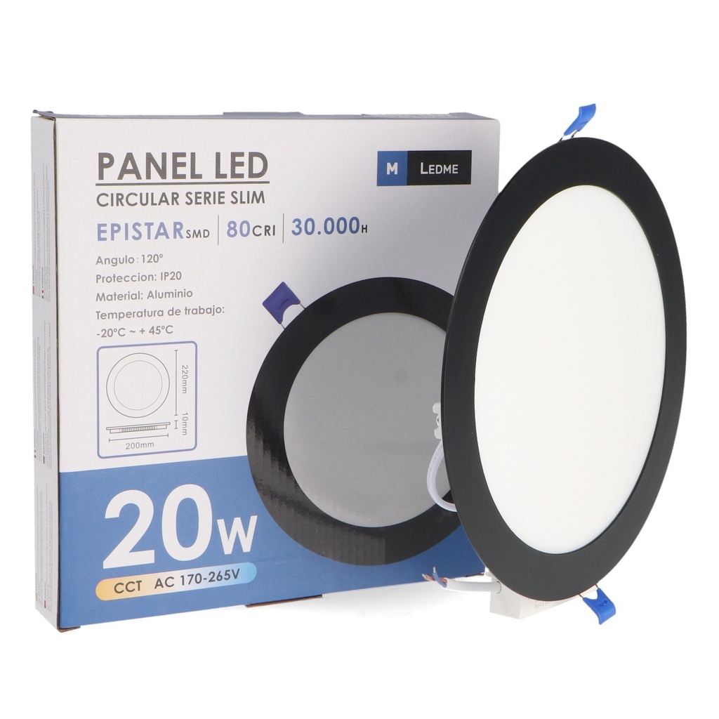 Downlight Panel Led Circular Negro 20W Cct. Mod. LM5583