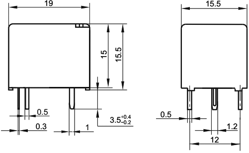 Relé electromagnético 5VDC 10A 277VAC. Mod. HF3FA/005-ZT