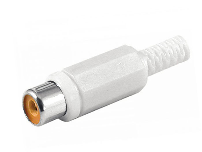 [0111BLAVA] Conector hembra aérea RCA Plástico Blanco. Mod. 0111-BL