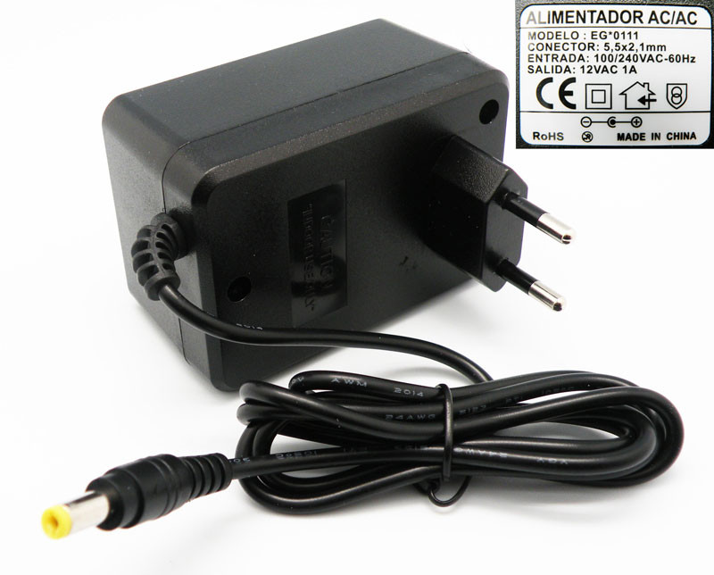 Alimentador Alterna AC/AC, 12V 1A. Mod. ALM087