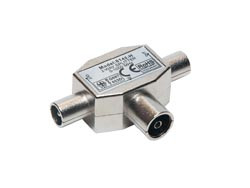[0142HAVA] Adaptador Mezclador-Distribuidor TV 1 Hembra a 2 Machos. Inductivo. Metalico blindado. Mod. 0142-H