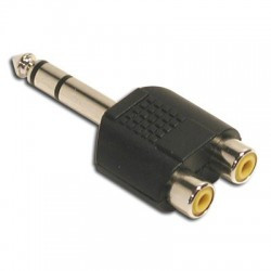 Conector Adaptador Jack macho ø6,3 mm. Estéreo -a 2 Hembras RCA. Mod. 13540