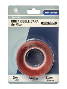 [04409EDH] Cinta adhesiva de doble cara acrílica extra fuerte 12mm 2 metros. Mod. 04.409