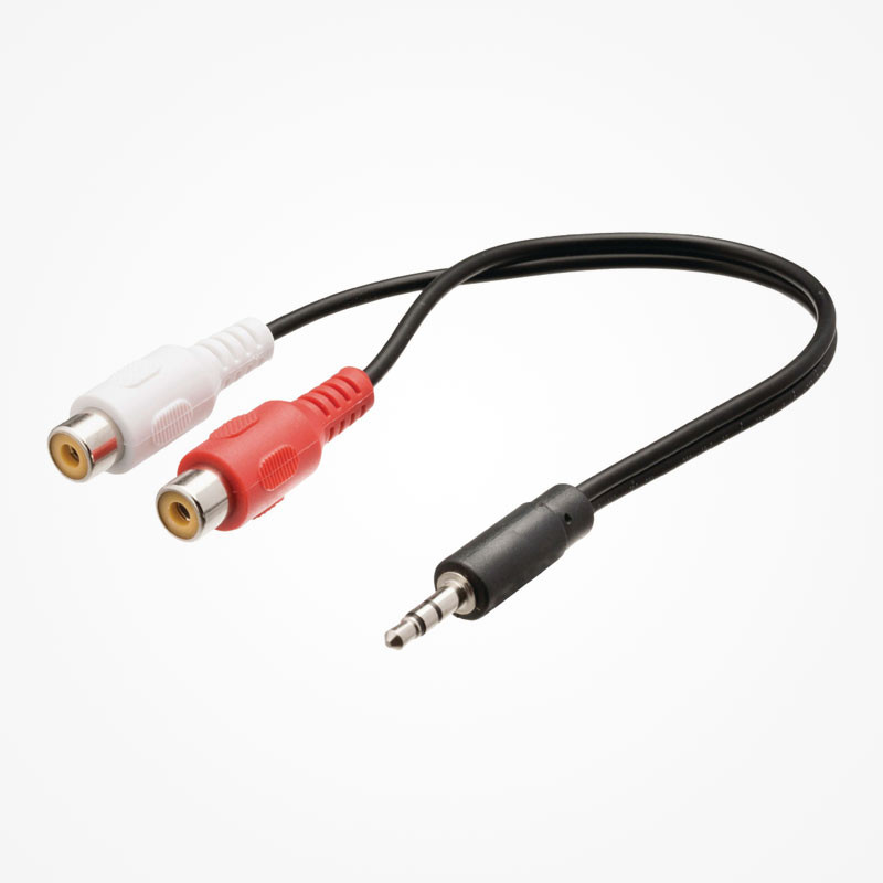 CONEXION AUDIO JACK 3.5 ST A 2 RCA HEMBRA 0,2M. Mod. AU4000030