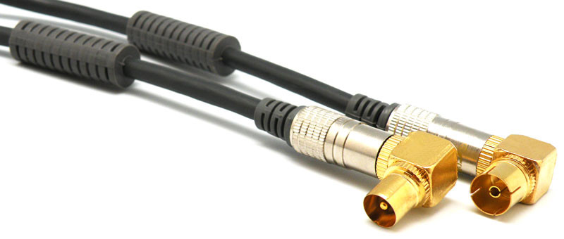 Conex. TV, Macho - Hembra, Acodado, con ferritas 1.5m