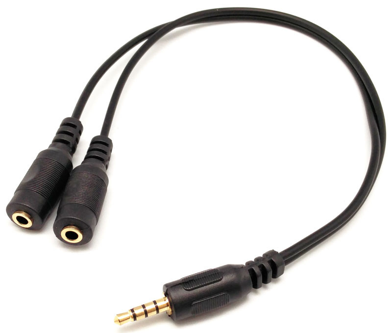 Conexión Jack 3,5mm 4 Contactos a 2 jack 3,5mm estereo hembra. Mod. AU4000045