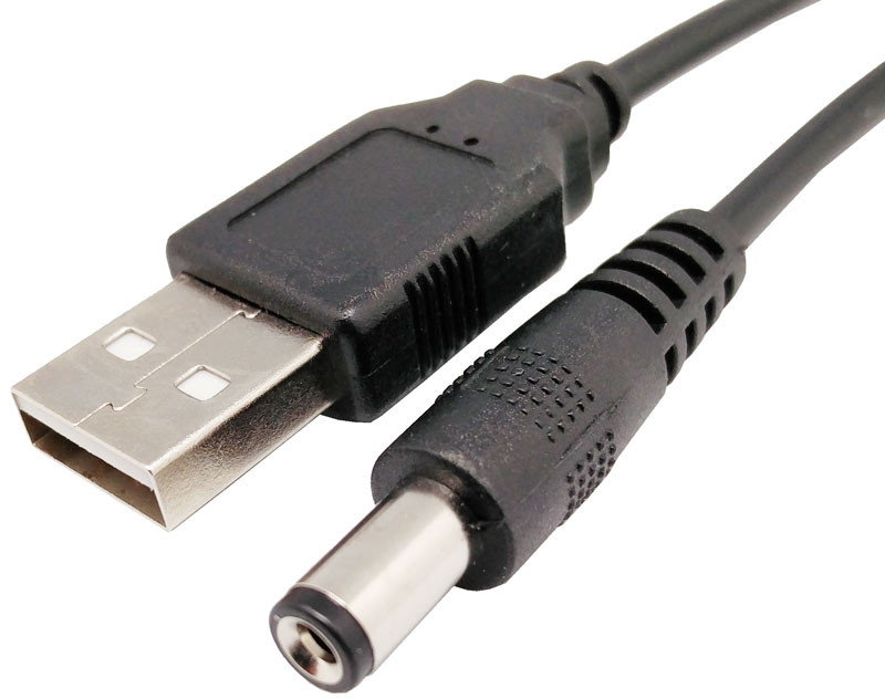 Conexión USB A macho a Jack alimentación 5,5x2,1 1metro. Mod. 1994A
