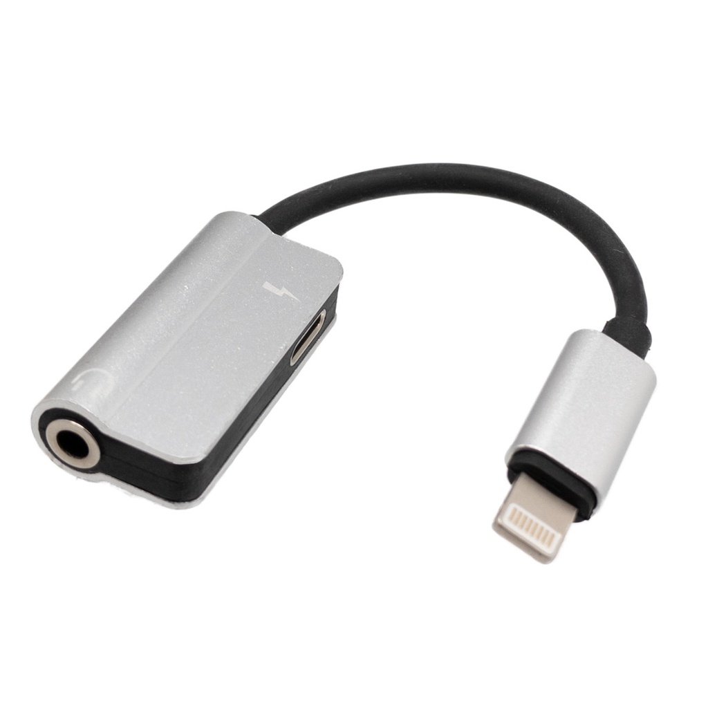 Adaptador Lightning a Lightning + 3,5mm Jack, audio + carga. Mod. 0849