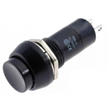 [0935AVA] Pulsador redondo roscado circuito abierto 2A./250V. Negro. Mod. 0935