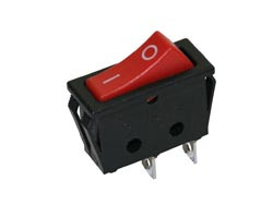 Interruptor unipolar 16(6)A./250V. Caja negra, botón rojo. Mod. 4234
