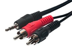 Conexión Audio. Jack macho Ø3,5mm. Estéreo a Dos RCA Machos. Longitud 3 m. Mod. 19293