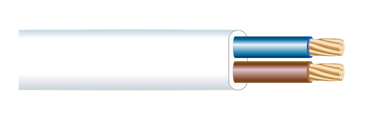 [WE1571] Manguera plana 2x1mm blanca flexible H05 VV-F metro 10221. Mod. MP2X1