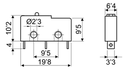 Microinterruptor sin palanca soldar. Mod. 2653