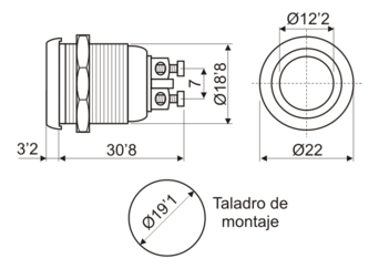 Pulsador anti-vándalos de seguridad Electro DH Metálico Mod. 11.546.P