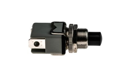 [1213A2PE] Pulsador para panel 12mm negro 1 polo APEM. Mod. PS13BBK