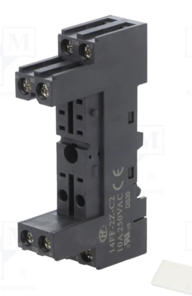 Base zócalo relé 8 pin carril DIN 10A 250V. Mod. 14FF-2Z-C2