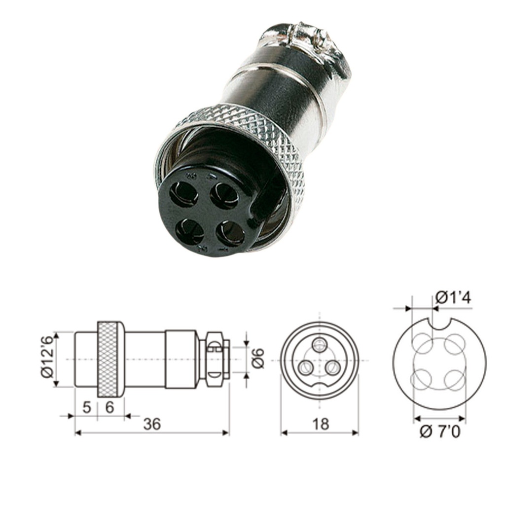 Conector micro hembra aérea 4 pines 1179. Mod. MIC324
