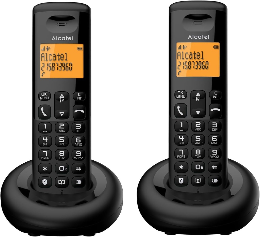 Teléfono Inalámbrico DECT DUO Alcatel negro. Mod. E160DUO