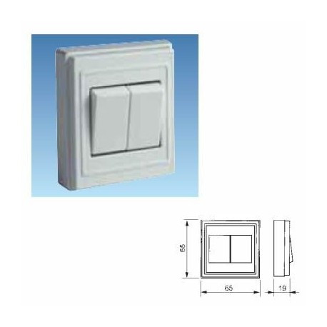 [1610PAS] Doble conmutador superficie 6A 250V blanco. Solera. Mod. 1610
