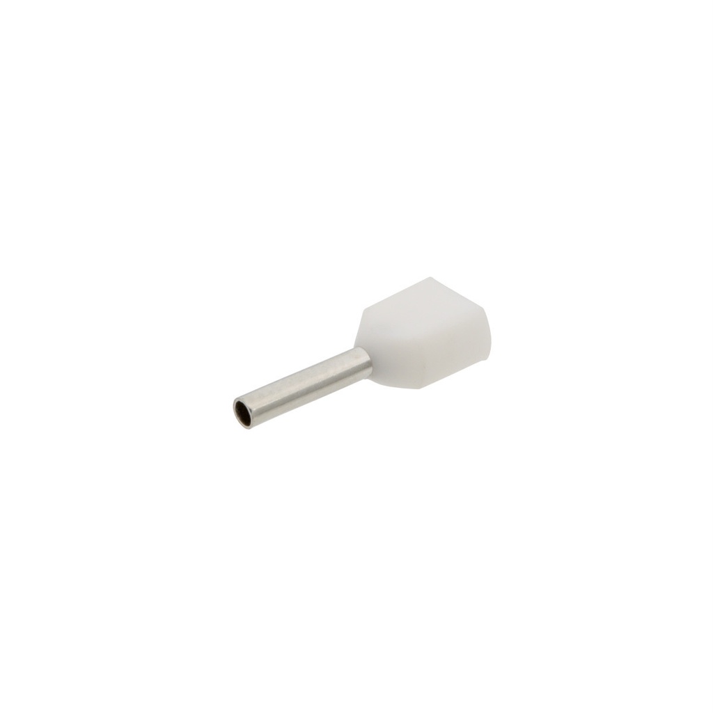 Puntera doble aislada para cable 0.5mm2 8mm blanca. Mod. 2040171