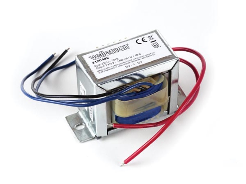 Transformador chasis abierto 2x12V 1.4A 48VA. Mod. 212048C