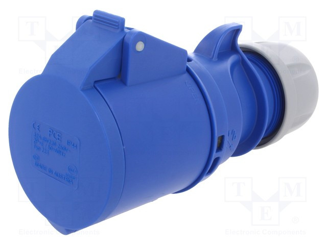 Base industrial hembra 2P+TT 32A azul IP44. Mod. 223-6
