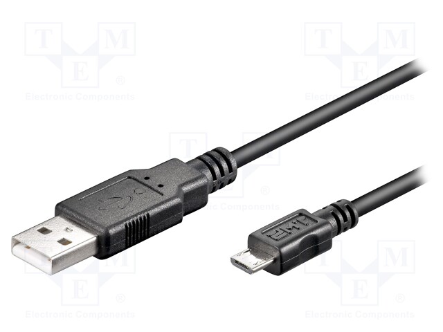 Conexión USB A a Micro USB negro 5 metros. Mod. USB-MICBM-5.0BK