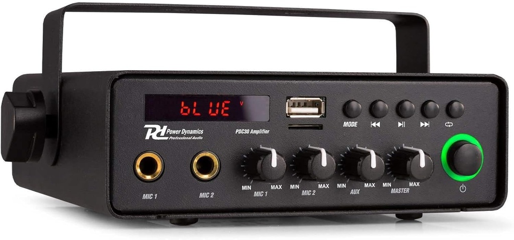 Amplificador Bluetooth USB FM 30W 12V/220V Power Dynamics. Mod. PDC30