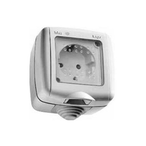 [3160PAS] Base de enchufe bipolar con TT estanco (IP 65), entrada lateral, con obturador seguridad. Solera. Mod. 3160