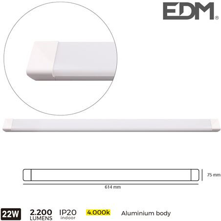 Regleta Led 22w 2200 Lumen 4.000k 60cm Lumeco. Mod. 31637