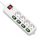 Base múltiple de alimentación 4 enchufes con interruptor individual blanca. Mod. TMUAD554
