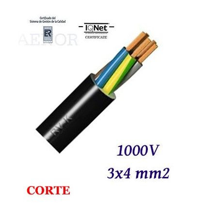 Manguera flexible 3x4mm2 0.6/1kV negra. Mod. MN3X4