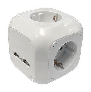 [CUBIK42UG] Base múltiple tipo cubo 4 tomas + 2 USB 2.4A 1.4 metros.  Mod. MEL220