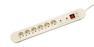 [36256BEDH] Base múltiple 6 tomas c/protección sobrecarga blanca. Mod. 36.256/B