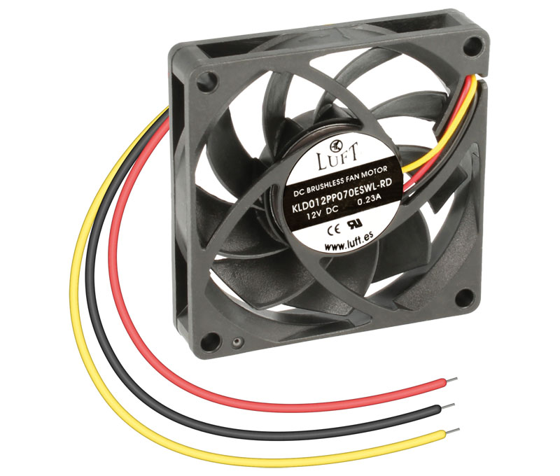 Ventilador con cojinete de fricción 12VDC 70X70x15mm 3 cables. Mod. VEN040