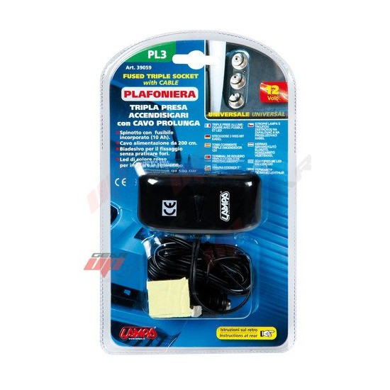 toma de mechero triple con cable 12-24v