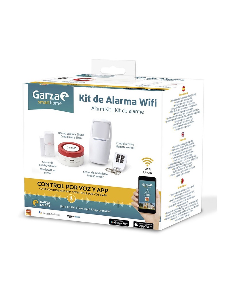 [401280GAR] Kit alarma seguridad WIFI Garza Smart. Mod. 401280