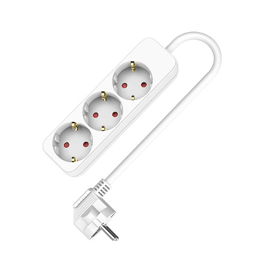 Base múltiple 3 tomas c/cable 1.5m blanca. Mod. TMUAD503