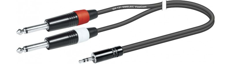 [43063ELG] Conexión Jack 3.5 m st a 2 Jack 6.3 mono 3.0metros. Mod. 4306-3ELG