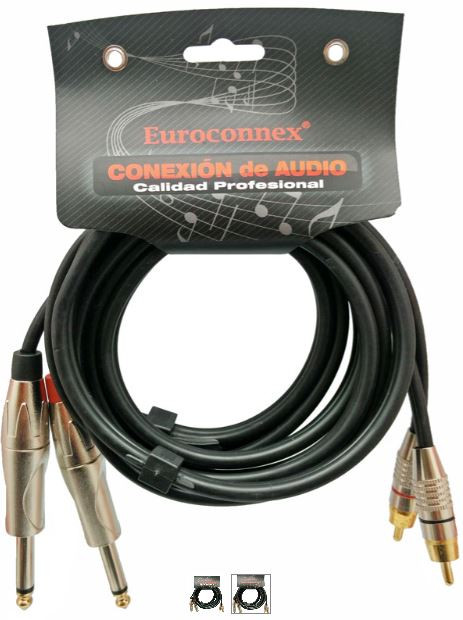 Conexión 2 RCA macho a 2 Jack mono 6.3mm macho 2 metros. Mod. 4311-2